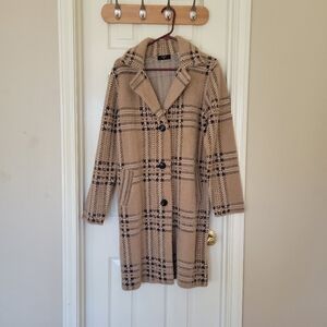 Tahari Plaid Tan Women's Coat in Size M